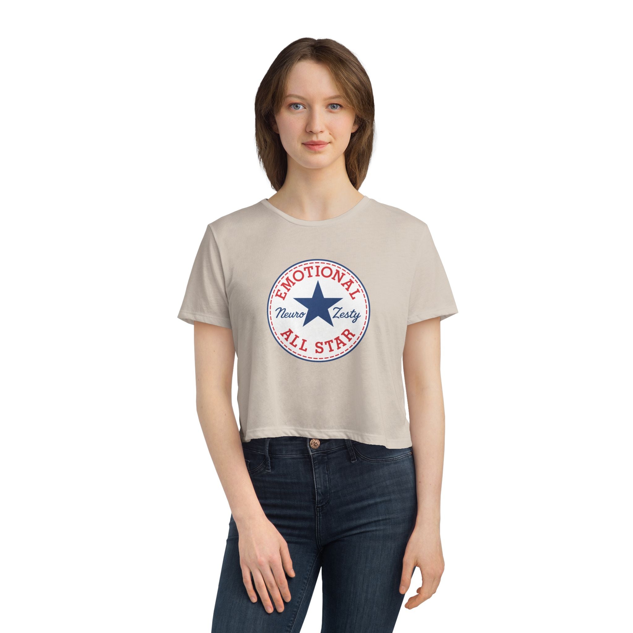 Emotional All-Star – Flowy Cropped T-Shirt for Big Feelings